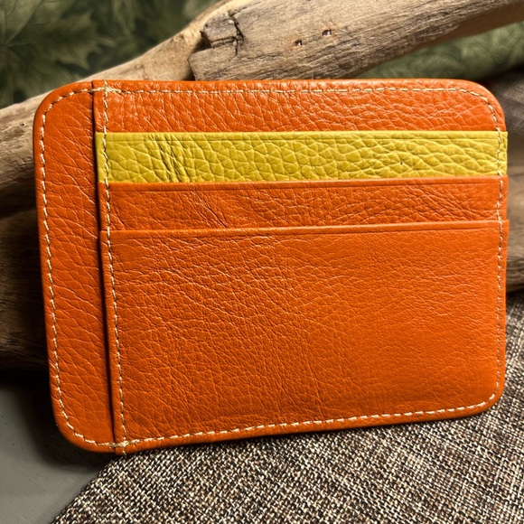 5227-AHM New Card Holder Genuine First Leather Layer Thin Soft Wallet  Small - Picture 5 of 9